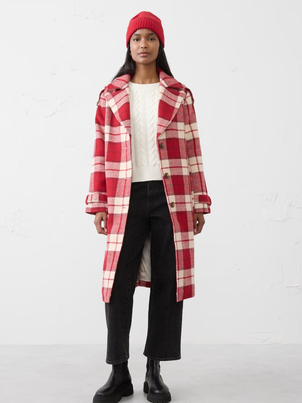Banana Republic red plaid coat